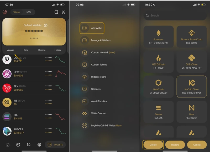 KuCoin Wallet Multi-Chain Security UI
